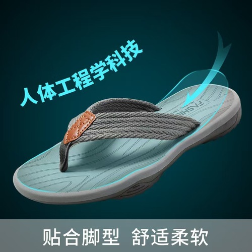 2025 New Men's Summer Flip Flops Trendy Personality Anti-Slip Thick Bottom Casual Slippers Beach 