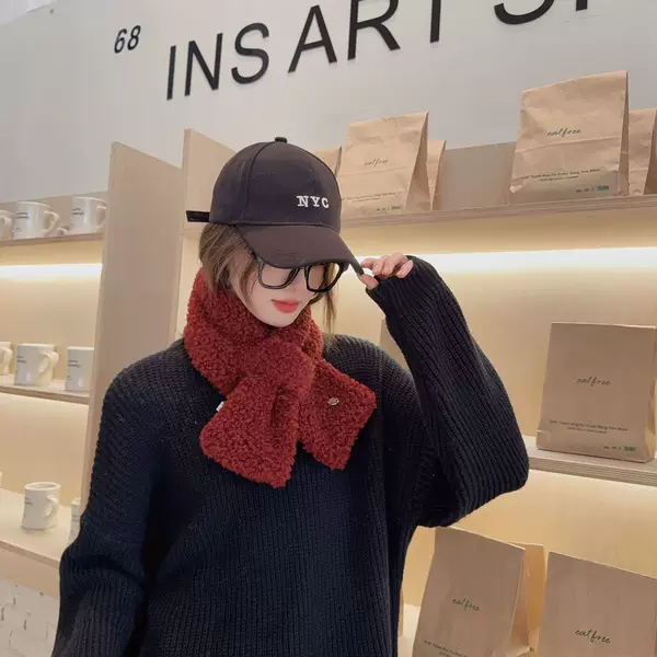 Winter Solid Color Fashion All-match Personalized Fashionable Printed Warm Breathable Scarf Cold-proof Comfortable Cross Neck Protection Scarf