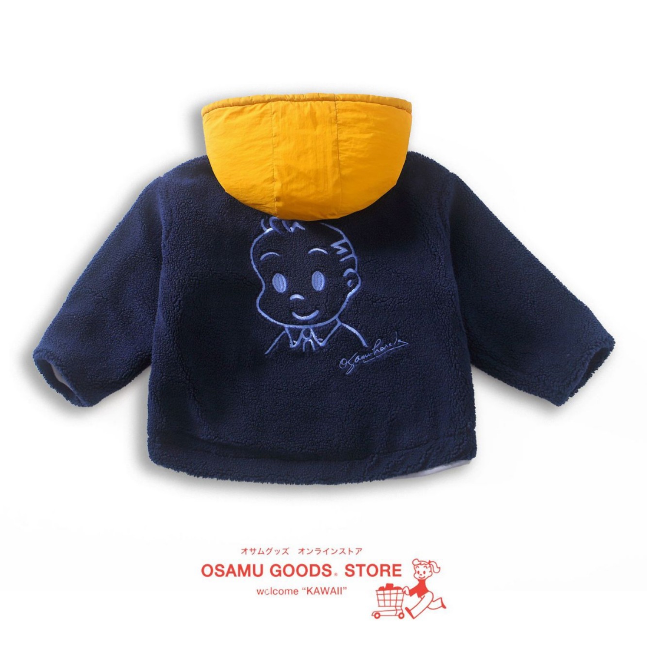 Chaqueta reversible de invierno Yuantian de estilo japonés para niños mayores, abrigo grueso de algodón con capucha de lana de cordero con bloques de colores