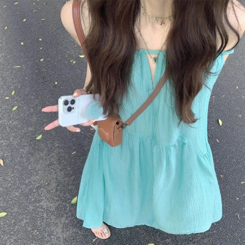 French Cut Out Suspender Dress 2025 Summer Seaside Resort Style Women's Beach Dress Unique Beautiful Long Skirt French Cut Out Suspender Dress 2025 Summer Seaside Resort Style Women's Beach Dress Unique Beautiful Long Skirt