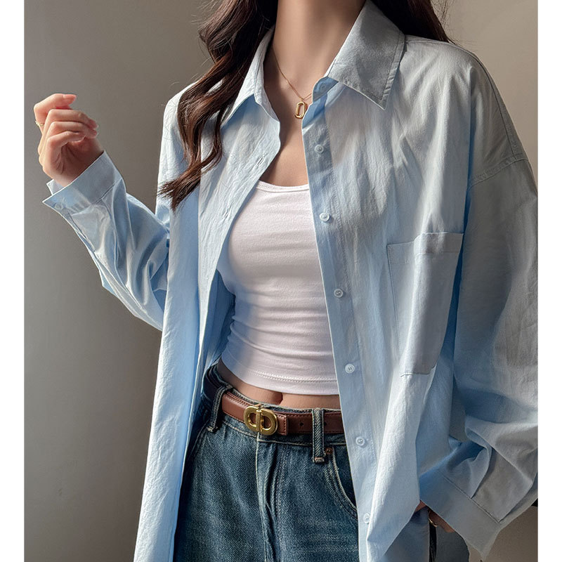 Strictly Selected Pure Cotton Long-sleeved Women's Shirt Summer Sunscreen Thin Fashionable Stylish Age-reducing Loose Jacket Top High-end Sense