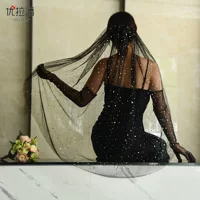 Yulapan Dream Star Moon Бронзовый однослойный таинственный черный сетчатый реквизит для вечеринок с короткой вуалью V209