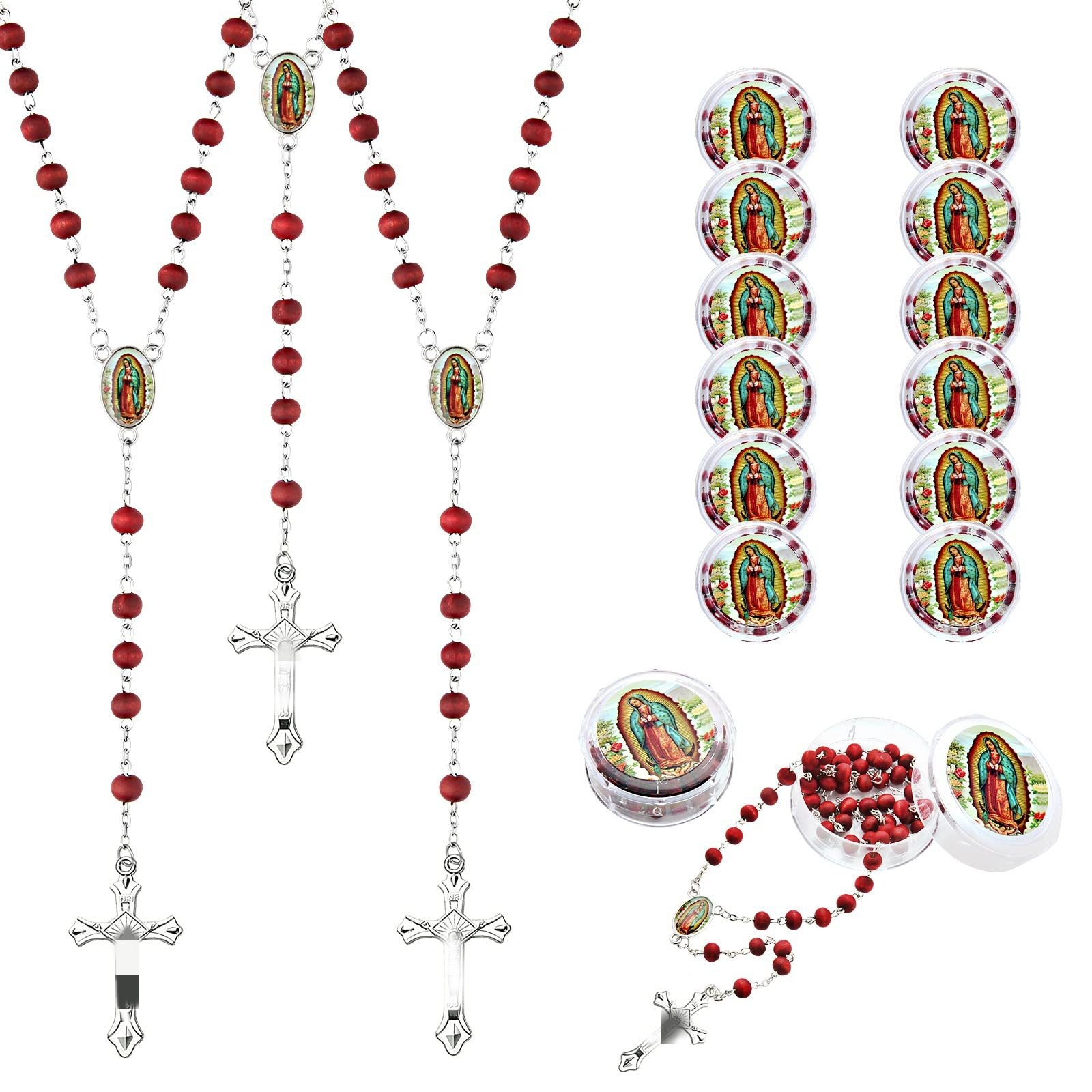 Fragrant wooden bead cross necklace, additional image 5