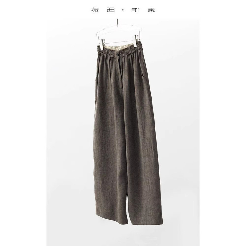Must-Have for Summer 2026: 100% Linen Casual Pants, Slimming Elastic Waist, Loose Fit, Wide-Leg Pants, Straight-Leg Pants
