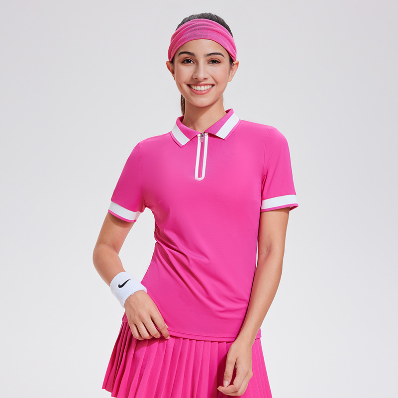 Trajes de deportes transfronterizos de mujeres, trajes de yoga transpirables, trajes de fitness de mangas cortas, trajes de tenis de bádminton delgados, trajes de mujeres