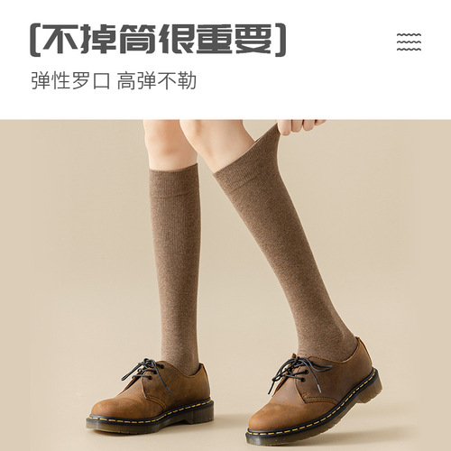 Pressure calf socks for women in autumn and winter, strong pressure, slimming and knee-proof stockings, boneless high-leg jk earth color