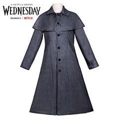 星期三第二季cos服装 万圣节扮演美剧亚当斯一家女主毛呢外穿大衣