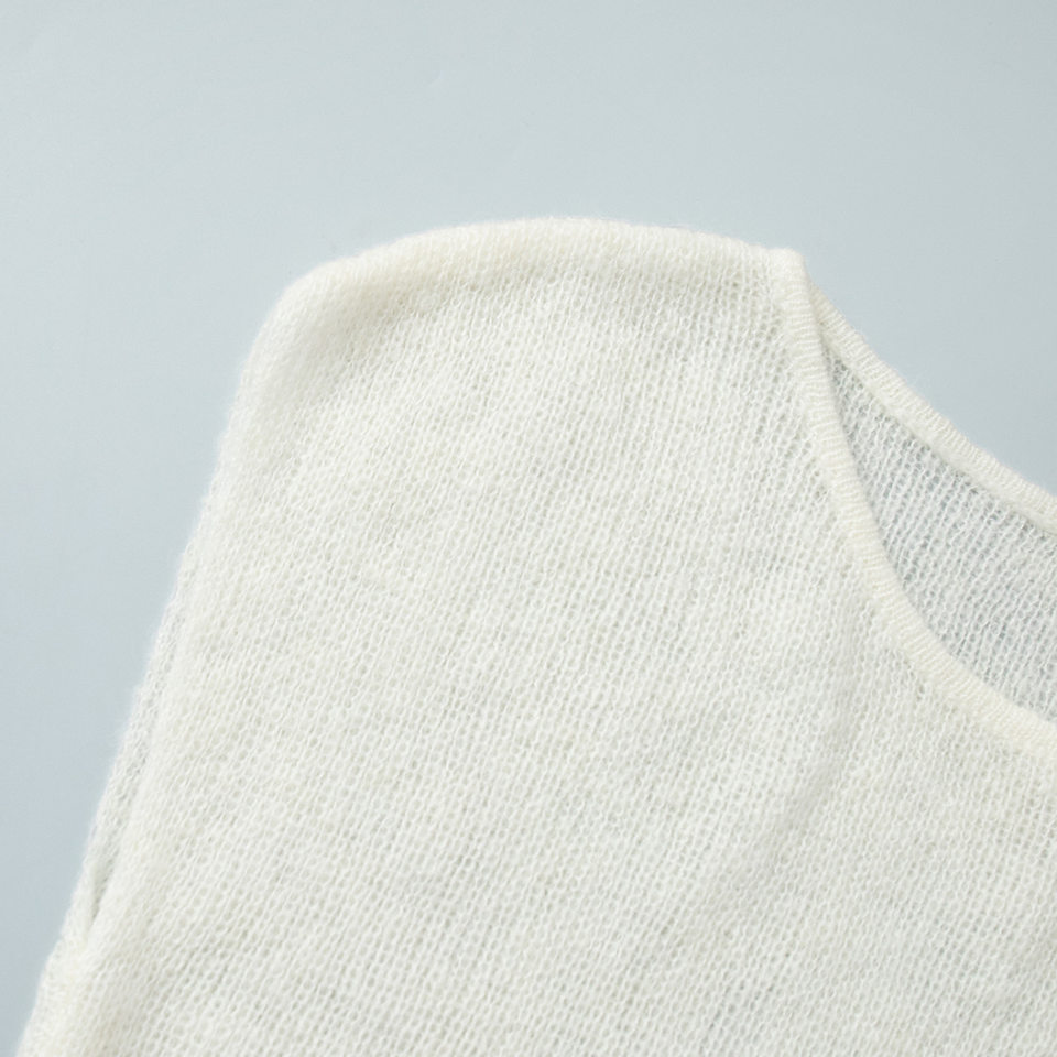 Bộ đầm dệt kim hai mảnh nữ gồm áo cardigan dài tay và đầm liền thân dáng dài — trắng, tím chi tiết 32