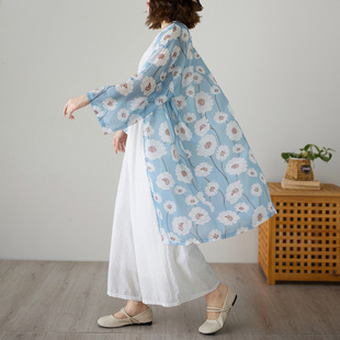 Light Blue Ice Silk Sunscreen Shirt Women's Chiffon Shirt Long-Sleeved 2025 New Summer Light and Thin Cardigan Thin Jacket
