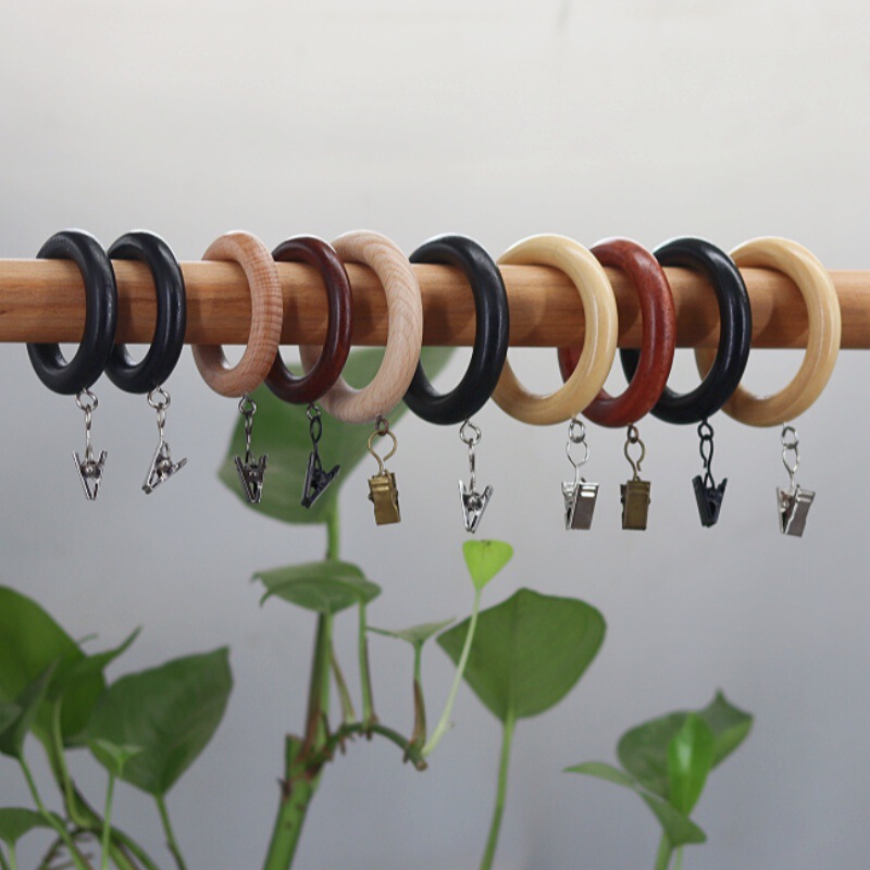 Retro creative wooden ring curtain clip curtain ring curtain ring buckle hanging ring curtain clip hook manufacturers wholesale