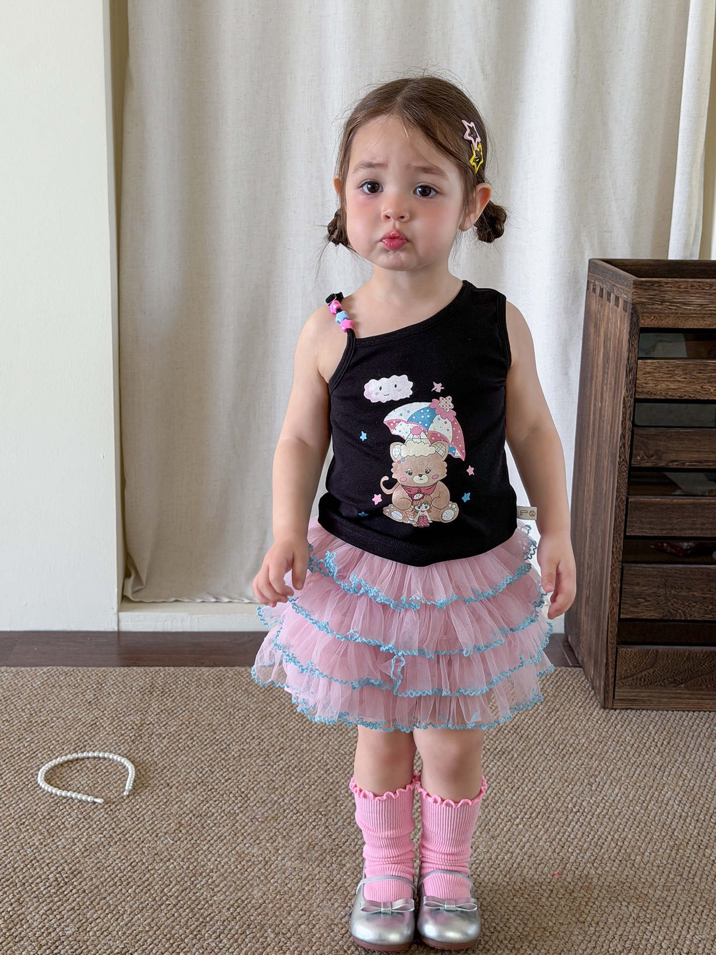 Sugar Pear ropa infantil falda de mitad de niña de verano delgada 2026 falda de princesa de niños mallas pastel de tartanilla falda corta de bebé