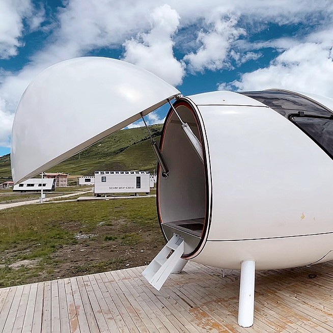 Space cápsula B & B Tecnología Egg House Área escénica Hotel creativo Características de vacaciones Red móvil Casa roja Casa cápsula residencial