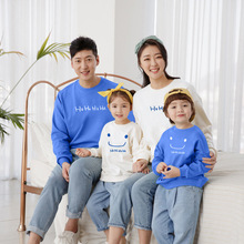 婴儿满月亲子装秋装一家三口四口母女装母子全家褔笑脸洋气卫衣潮