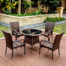 藤椅五件套庭院藤编户外桌椅组合别墅仿藤休闲阳台花园茶几家具