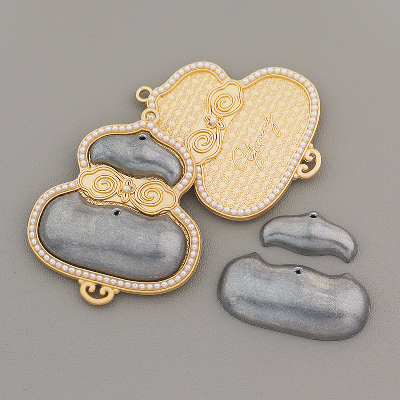 song dynasty brocade inlaid pearl gourd ornaments color retaining filigree craft double-sided inlaid with lid base support ornament accessories spot batch