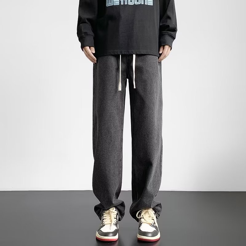 Marca de moda 2024 primavera y otoño nuevos jeans para hombres pantalones casuales rectos sueltos para hombres pantalones de talla grande para hombres