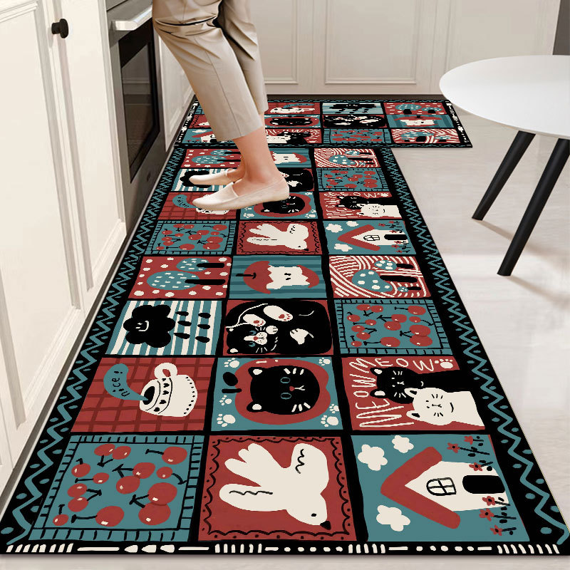 Alfombra de dibujos animados para las cuatro estaciones, lavable a máquina, alfombra de cocina, alfombra de baño, alfombra de entrada, alfombra resistente a las manchas, alfombra de entrada, alfombra para puerta, transfronteriza