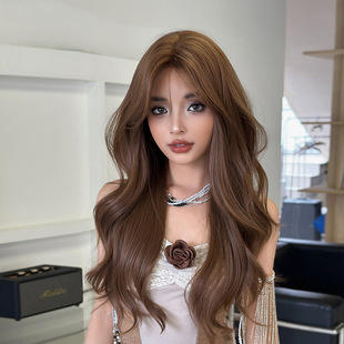Cross-Border New Wig for Women with Long Curly Hair, Large Waves, Medium-Differentiated Chemical Fiber Hair, Full Headgear, Summer Internet Celebrity Headgear