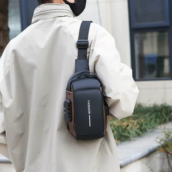 USB Charging Explosive Crossbody Fashion Shoulder Bag Casual Sports Anti-theft Small Backpack Multi-function Password Lock Chest Bag