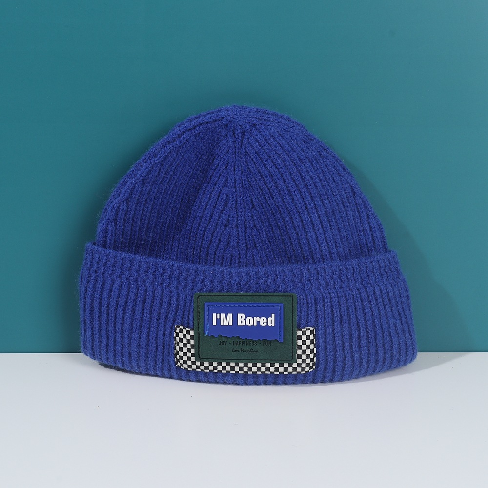 Hip-hop Leather Label Knitted Hat Winter Children Hat display picture 4