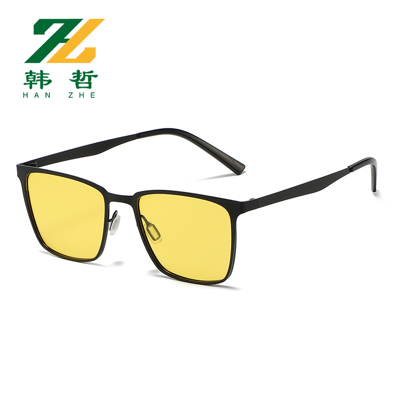 New Men's Color Changing Polarized Metal Box Sunglasses Night Vision Driving Sunglasses Riding Glasses Sunglasses