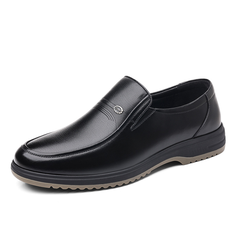 Men's Business Formal Leather Shoes, Slip-Ons, Versatile Casual Loafers, Soft Sole Comfortable Non-Slip Dad Shoes_voghion.com