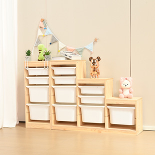 Children's Toy Storage Cabinet Large Capacity Solid Wood Toy Cabinet Baby Supplies Storage Rack Baby Room Storage Cabinet