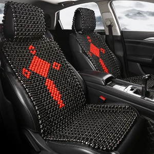 Summer Universal Breathable Wooden Bead Car Seat Cushion Chinese Knot Single Car Mat Four-Season Universal Car Seat Cushion Set of Three for Sedan