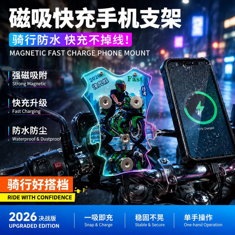 Factory Direct Sales Car Charger Waterproof Magnetic Charging Phone Holder Rider Super Fast Charging Electric Vehicle Motorcycle Factory Direct Sales Car Charger Waterproof Magnetic Charging Phone Holder Rider Super Fast Charging Electric Vehicle Motorcycle