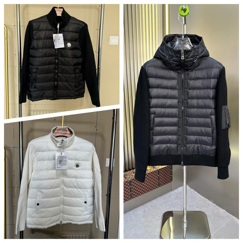 Cross-Border Foreign Trade Autumn and Winter New Trendy Men's down Jacket Fashion Patchwork Knitted Sleeve Cardigan Mengjia Top Coat