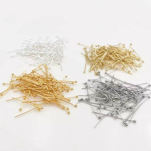 18K14k real gold color retaining round head pin ball needle DIY handmade accessories pearl pendant earrings material accessories