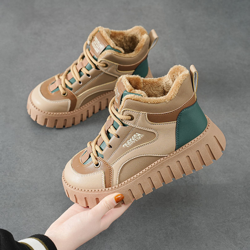 2023 invierno nuevo estilo más terciopelo engrosamiento zapatos de mujer cálidos zapatos altos suela suave zapatos de viaje ligeros zapatos de algodón impermeables para uso externo