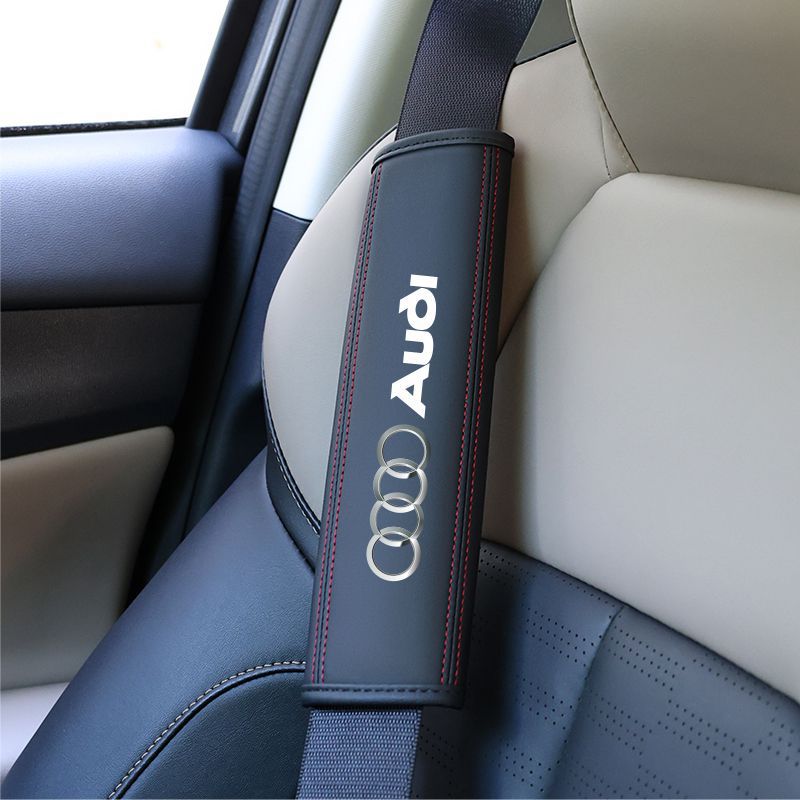 Seat belt shoulder pad — Universal Car Seatbelt - audi-black-red-line-shoulder-pad-single-piece