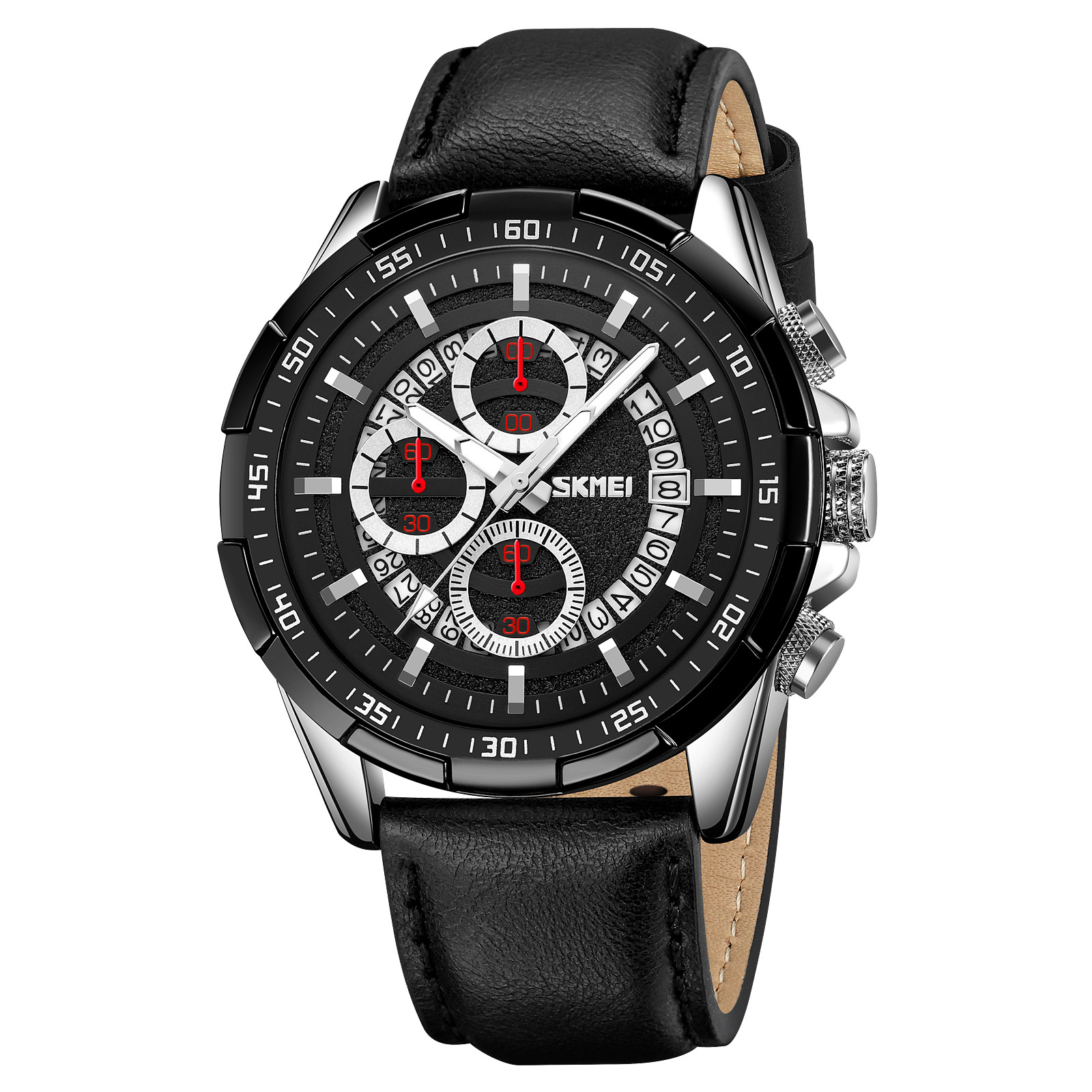 Momento de belleza multifuncional relojes de cuarzo cronógrafo tres ojos seis agujas impermeables marca de relojes de pulsera de luz nocturna al por mayor de puntos transfronterizos