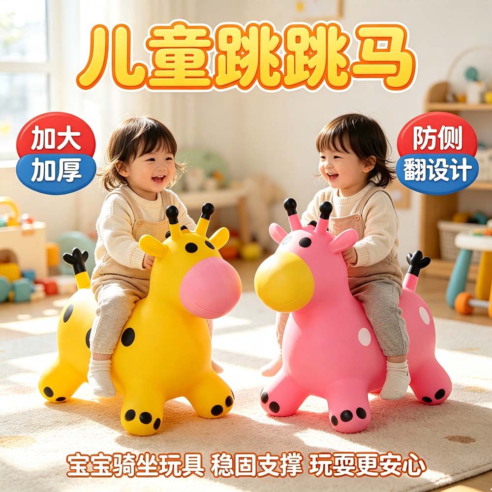 Upgraded version of the popular children's jumping horse, inflatable baby horse, anti-fall safety jumping horse for infants and toddlers, available for drop shipping