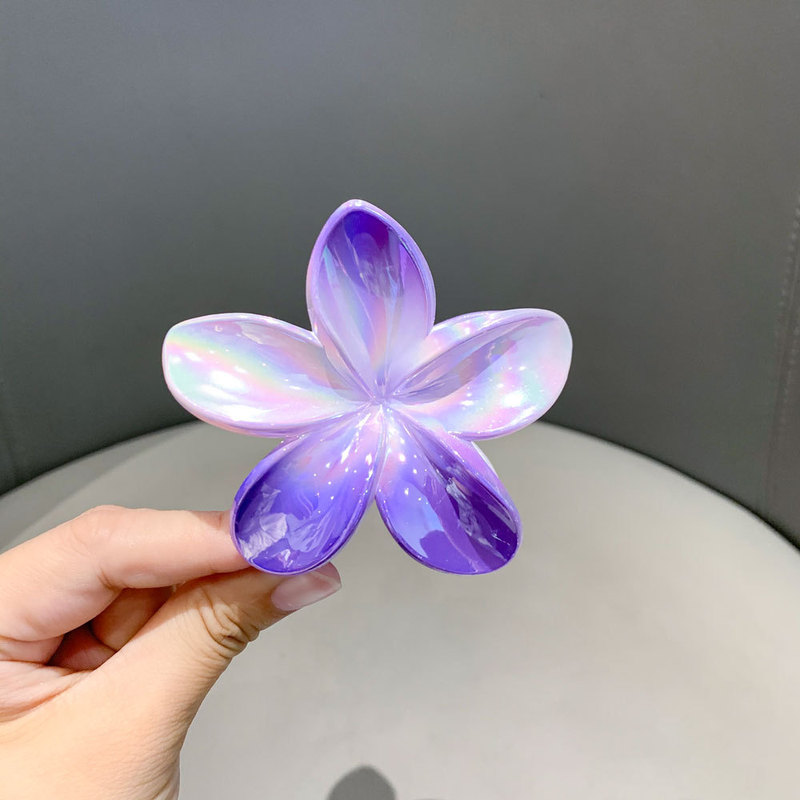 クロスボーダー真珠光沢のあるカラフルなプルメリアクリップ甘いガーリーハートフラワーヘアクリップ後頭部サメクリップカラフルなヘアクリップ|undefined