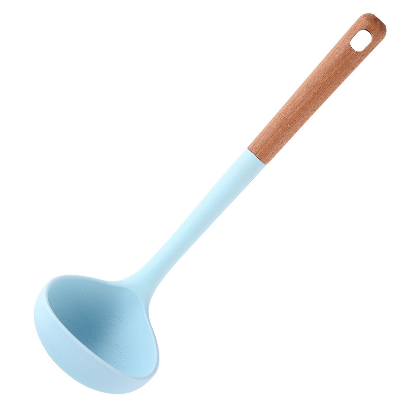 Nórdico Morandi color alargado mango de madera de silicona cocina 12 piezas set antiadherente cocina de silicona especial