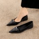 2873-20 French shallow mouth casual versatile flat bottomed belt buckle small pointed commuting single shoe looks thin and small leather shoes for women
