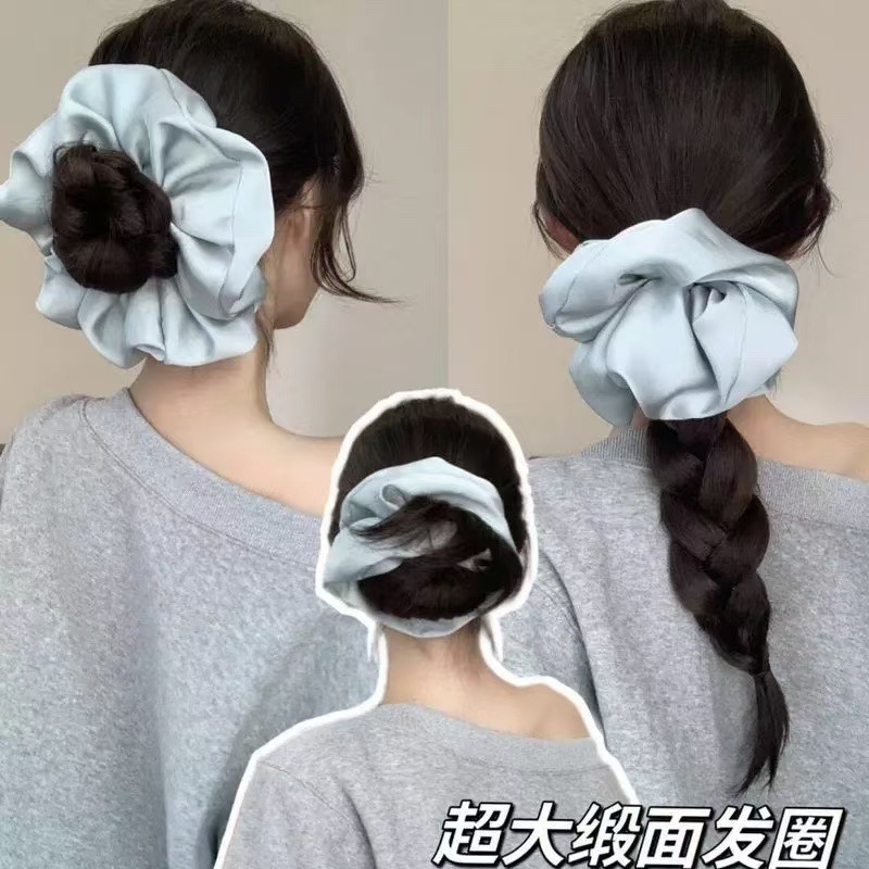 하늘색 새틴 대장 머리끈