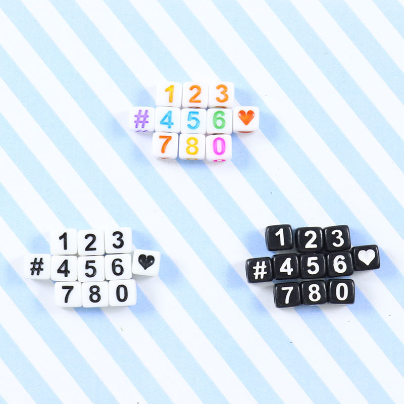 6*6 Acrylic fresh color mathematical symbol bead necklace bracelet keychain diy jewelry accessories