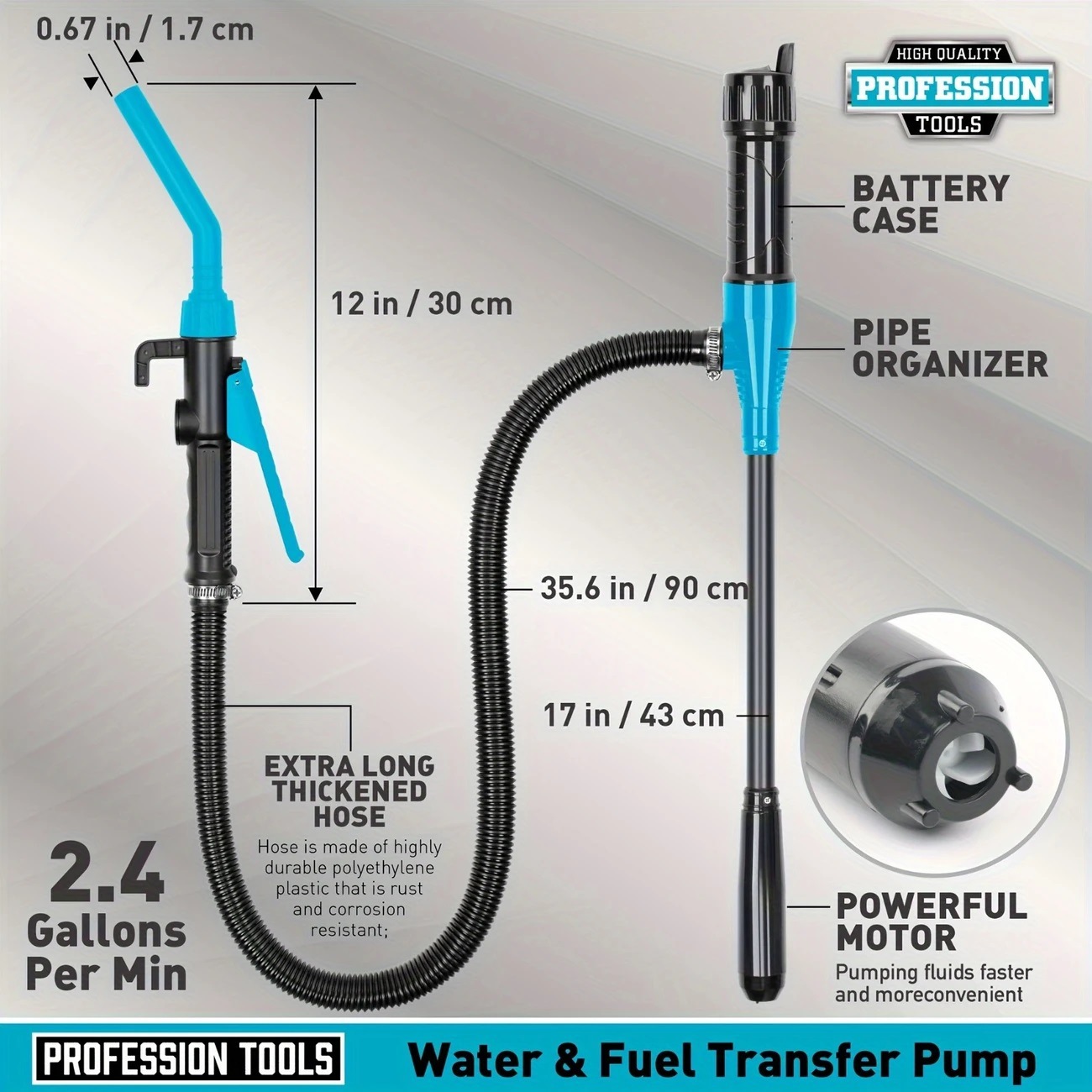Cross-border bestseller: Controllable flow nozzle electric oil pump, car fuel tank oil extractor, battery-powered oil suction pipe