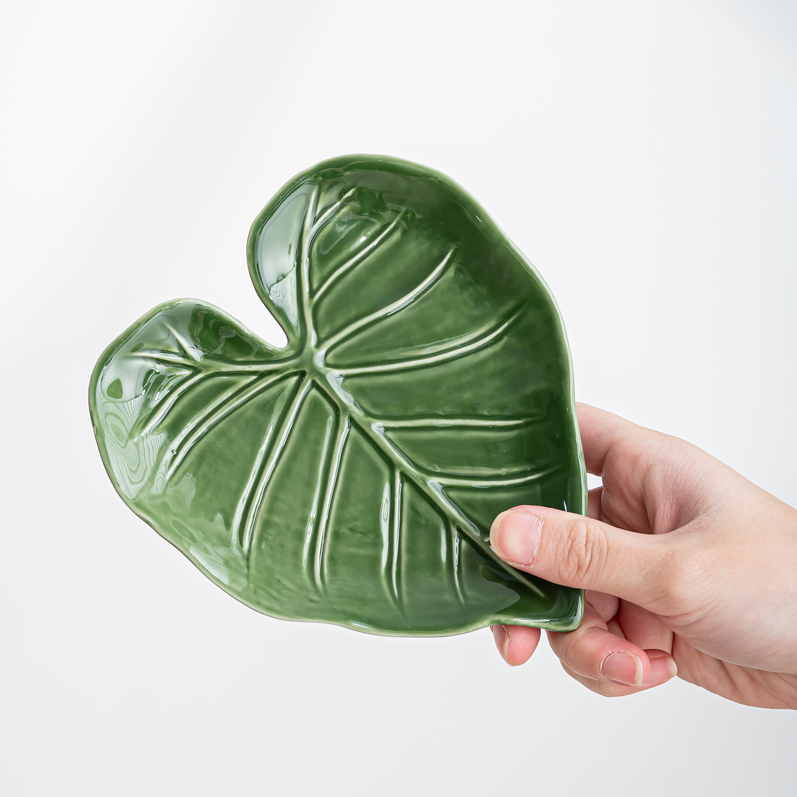 Cross-Border Hot Selling Anthurium Leaf Restaurant Personalized Home Kitchen Ceramic Spoon Rest Dish High Temperature_voghion.com