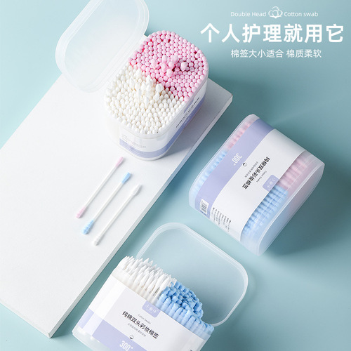 Origin manufacturer Xiaozhanzi 300 pieces two-color cotton swabs, cotton sticks, ear cleaning pointed tip paper cores, cotton swabs