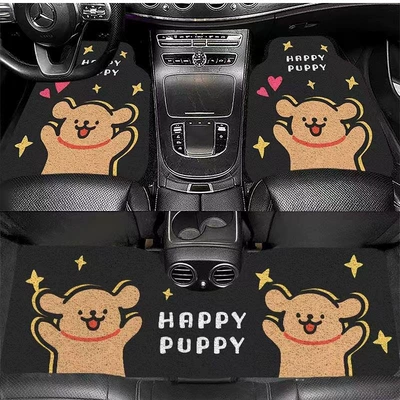 Cartoon Puppy Car Mat Household Cuttable Wear-resistant Silk Loop Mat Car Interior Scraping Mud and Easy-to-take-care Floor Mat