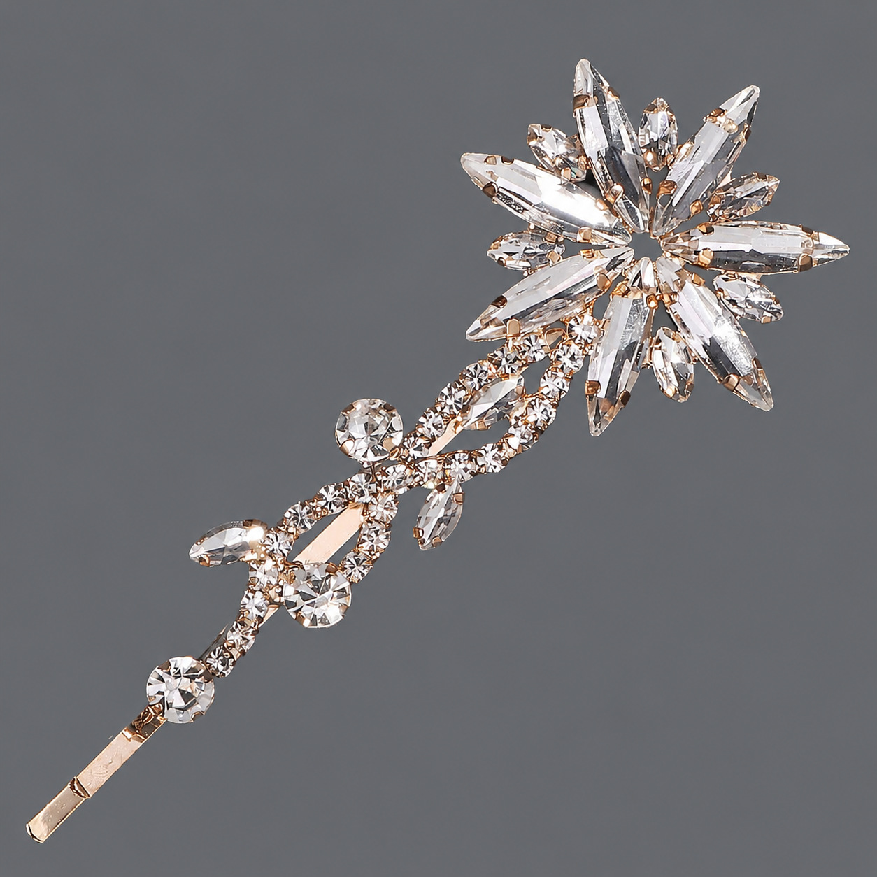 Horquilla de zirconio de lujo ligero europeo y americano con incrustaciones de diamantes, pinza de pelo de alta gama para mujer, suministro mayorista transfronterizo directo de fábrica.
