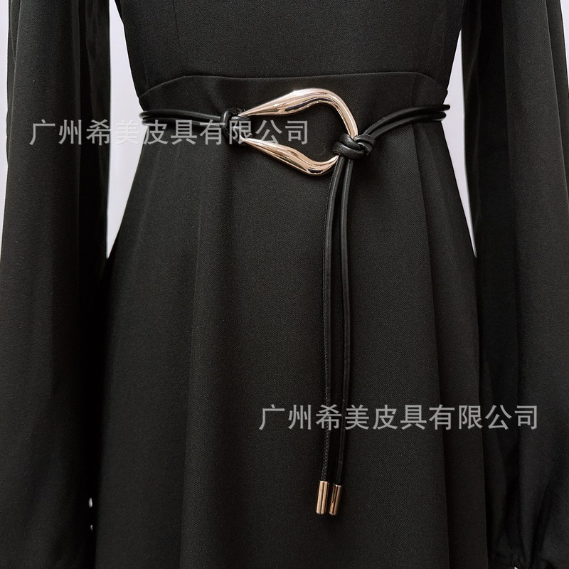 百搭女士pu小皮绳腰带收腰连衣裙大衣装饰打结腰绳细皮带时尚休闲|undefined