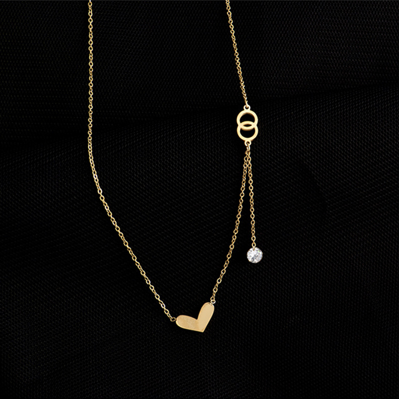 fashion simple titanium steel necklace heart-shaped pendant necklace