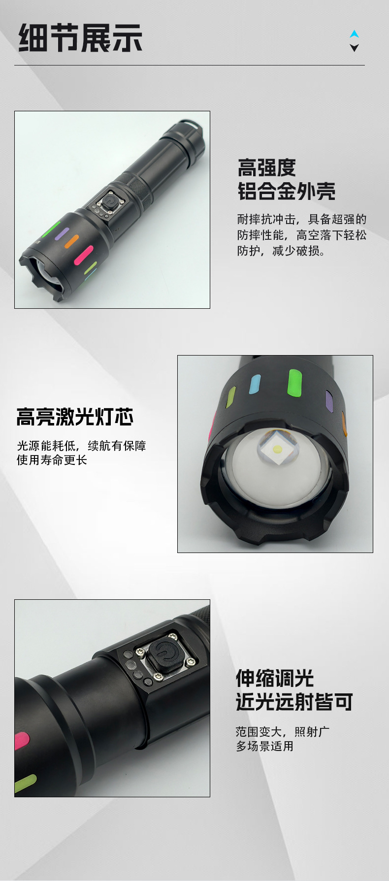 Yuba Led Strong Light Flashlight Long Battery Life Ultra-Bright White Laser Zoom Rechargeable Home Outdoor Long-Range Patrol