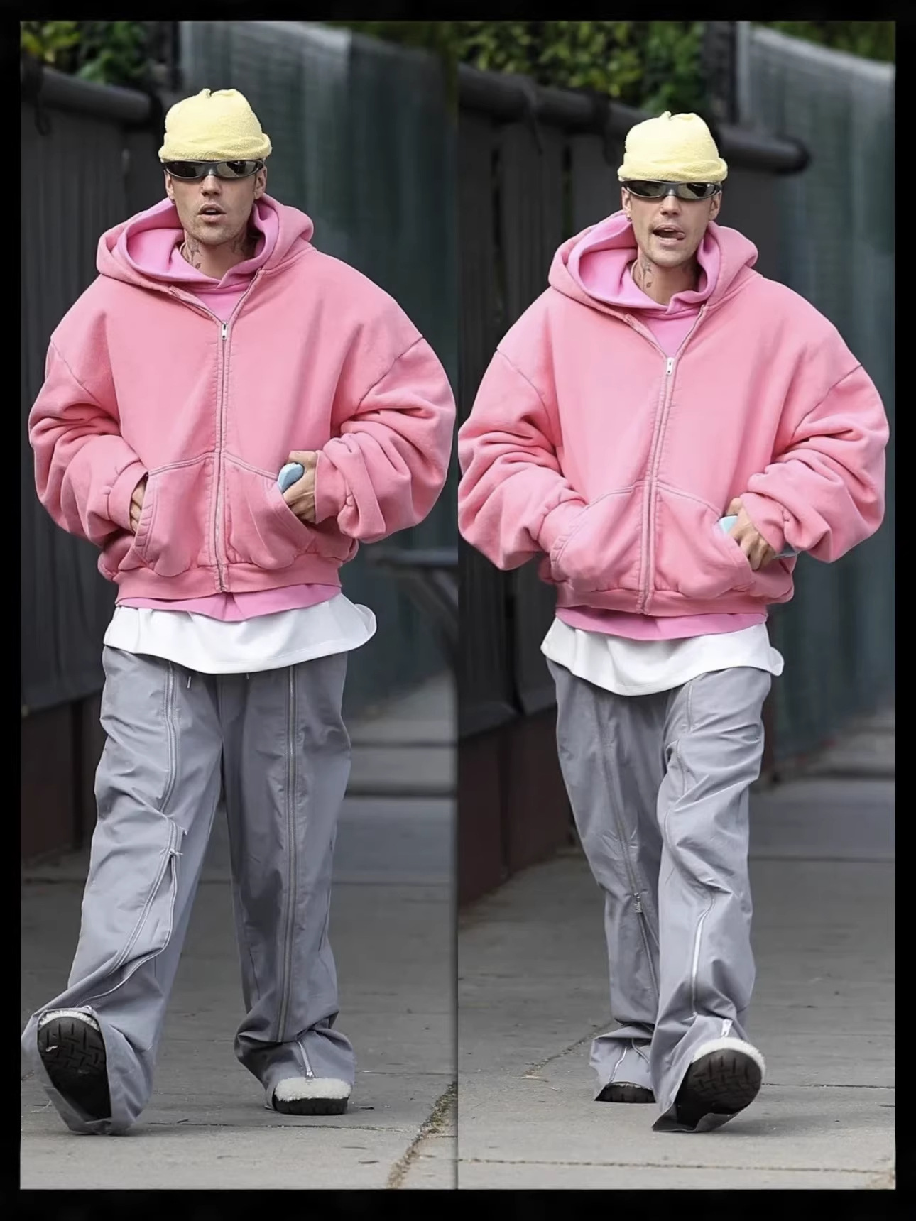 2025Ss Bieber-Style Skylrk American Fashion Brand Solid Color Hooded Zip-Up Sweatshirt with Vintage Wash and Fleece Lining