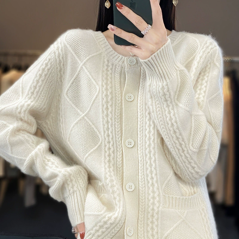 Вязаный кардиган из шерсти, свитер, цветная вязаная куртка oversize, свободный крой